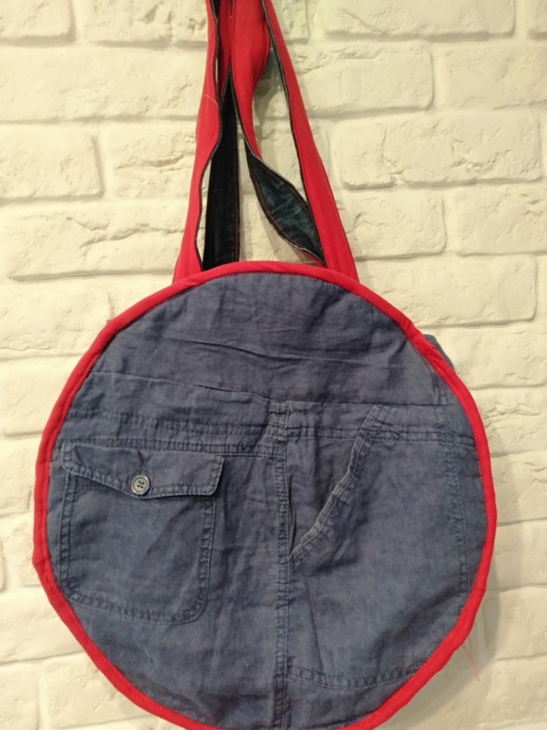 Torba na ramię kratkowo handmade