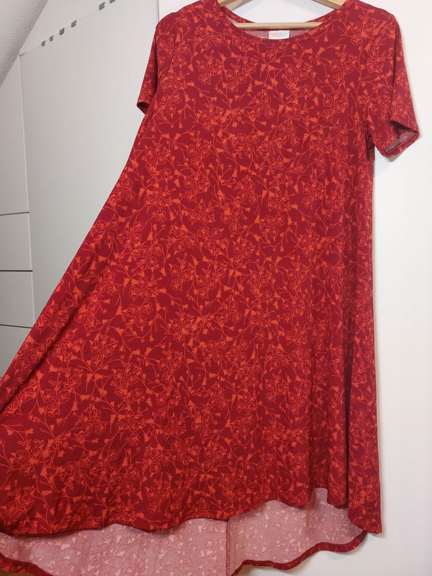 Bordowa sukienka LulaRoe 34/XS sukienka ciążowa sukienka w kwiaty 36/S