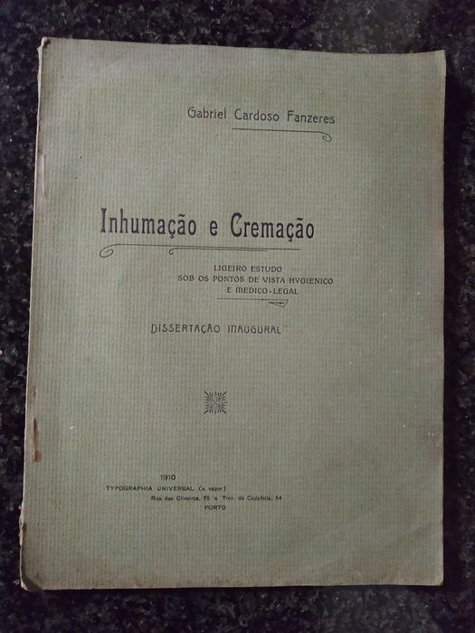 Livro Inhumaçao e Cremação de 1910