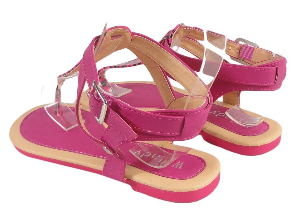 Różowe sandały damskie japonki buty letnie 37