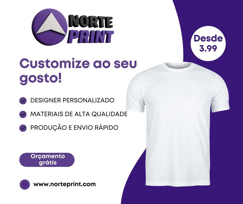 T-SHIRT PERSONALIZADA AO SEU GOSTO DESDE € 3,99