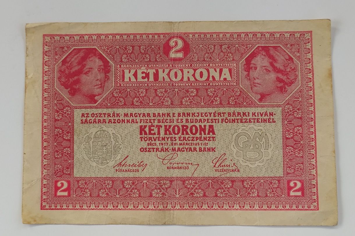 banknot 2 korony , 1917 , państwo Austro-Węgry