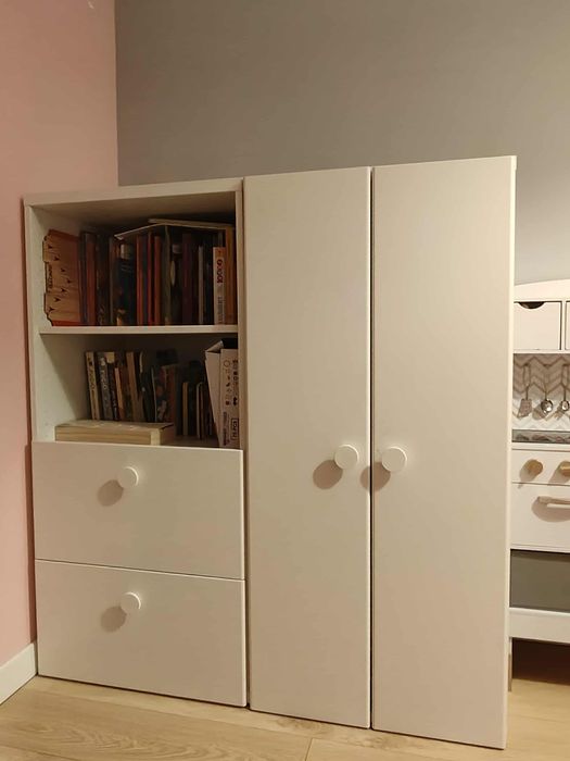Zestaw mebli dla dzieci ikea szafg szafki białe szuflady