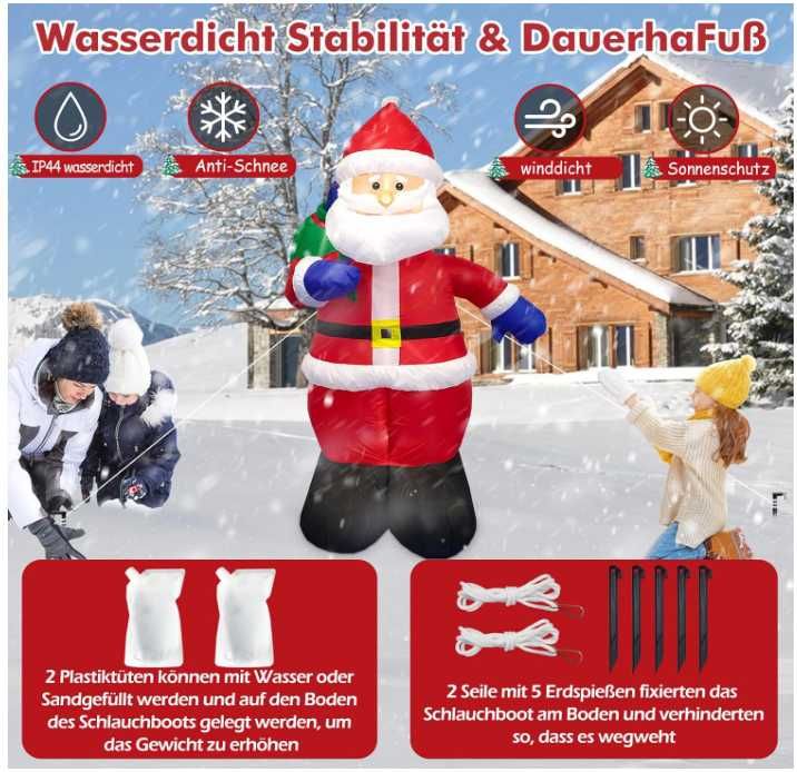 Nadmuchiwany święty Mikołaj z oświetleniem LED 150CM Danxilu