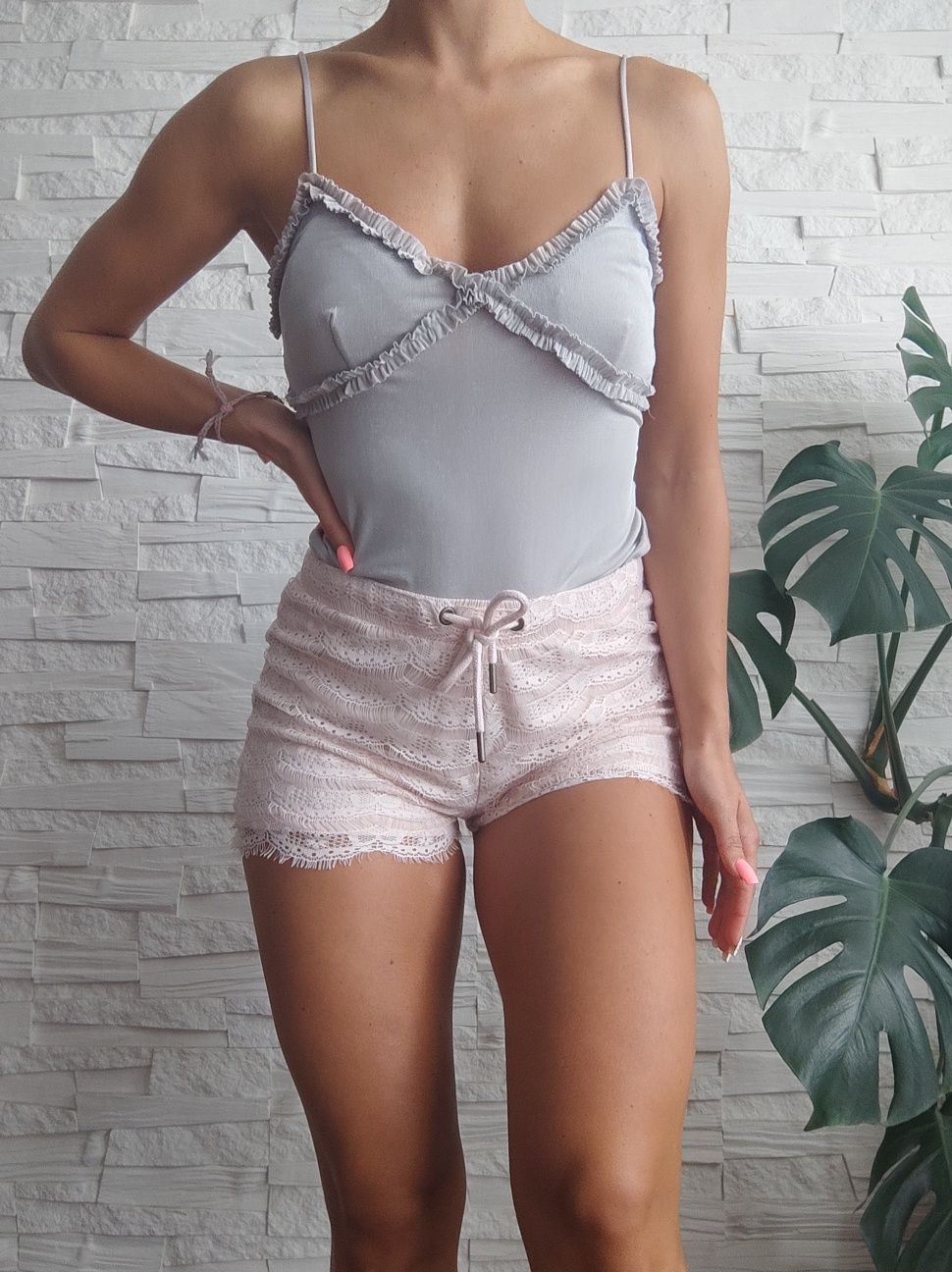 Bershka kobiece body letnie marszczenie rozmiar M