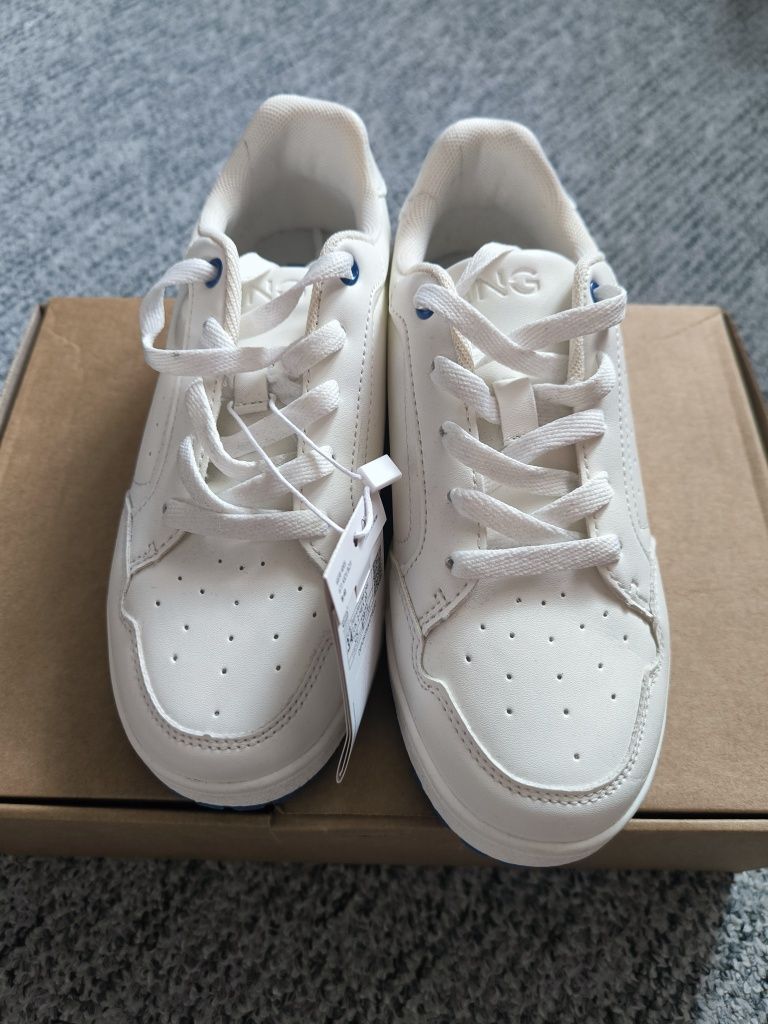 Białe buty sznurowane snickersy Mango MNG 34 chłopięce sneakersy wiosn