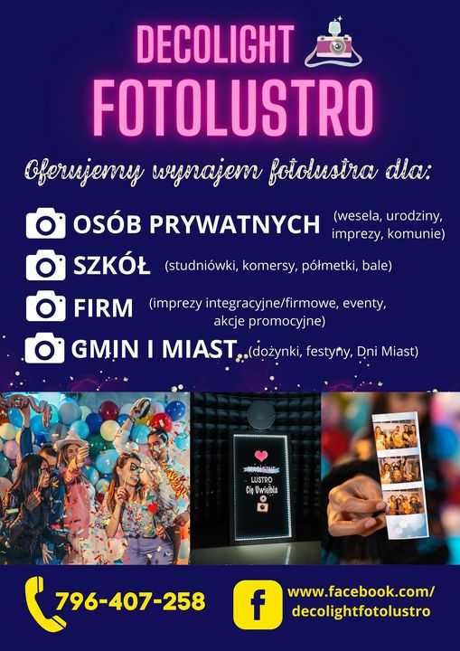 FOTOLUSTRO fotobudka atrakcja wesele party urodziny dekoracje