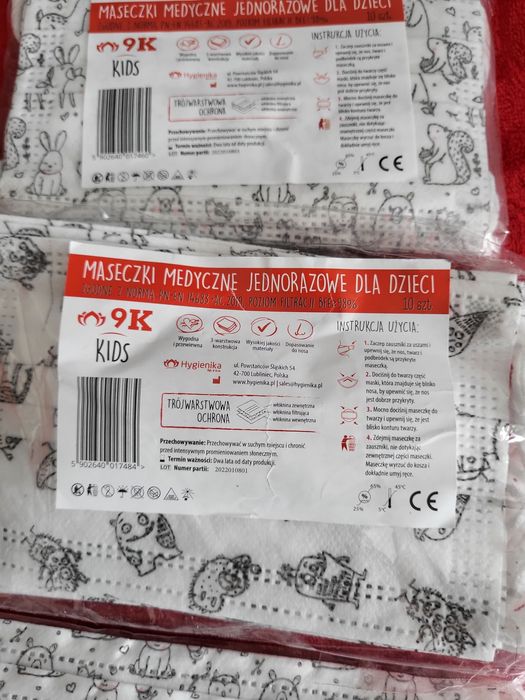 Maseczki ochronne jednorazowe dla dzieci 3 pak po 10 szt.