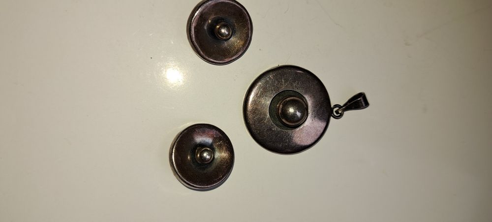 Stare klipsy i zawieszka srebro Prl