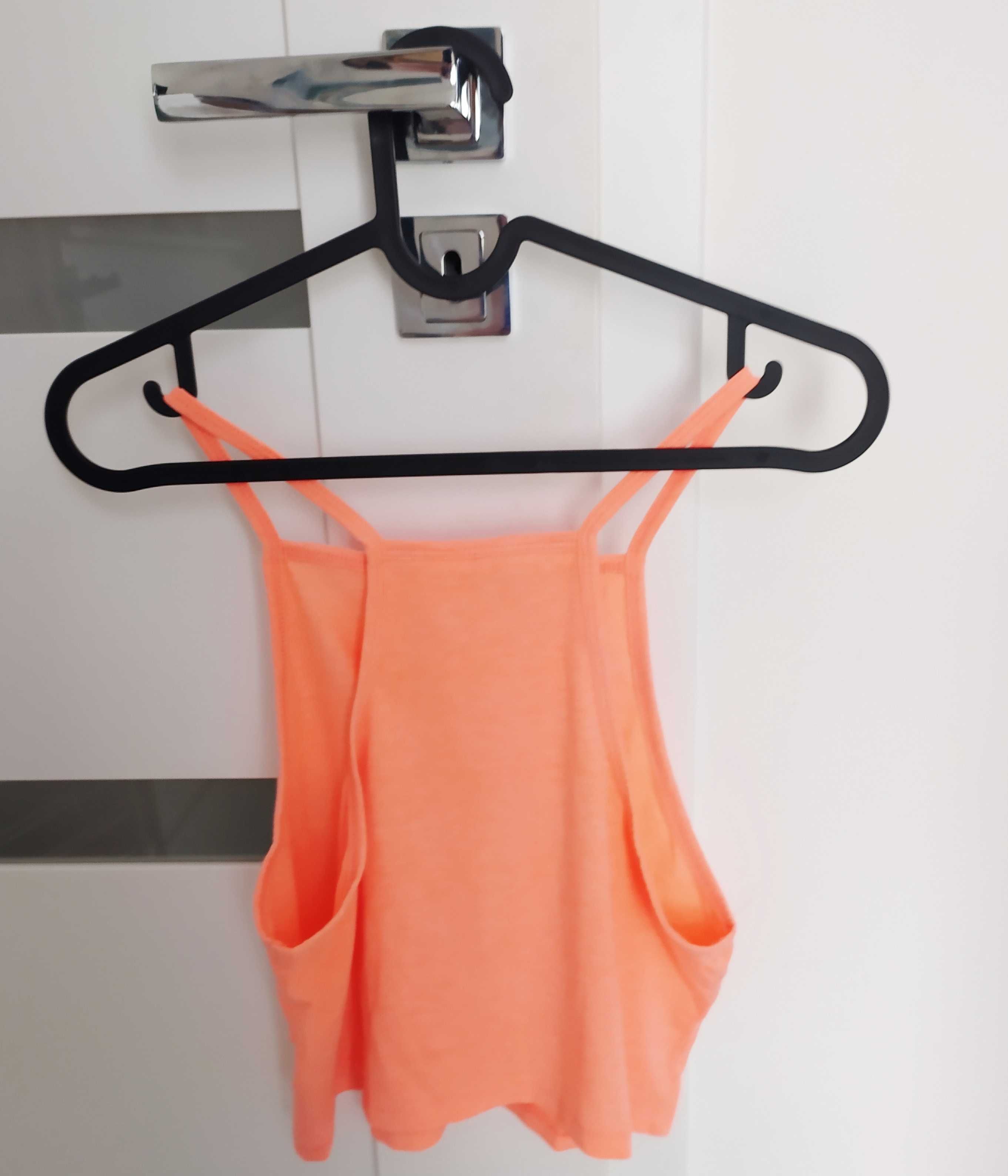 Krótka koszulka krótki top damski M H&M neonowy pomarańcz