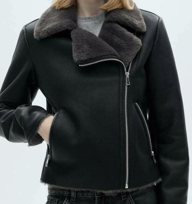 Kurtka  kożuszek Mango z ekologicznej skóry rozm. L