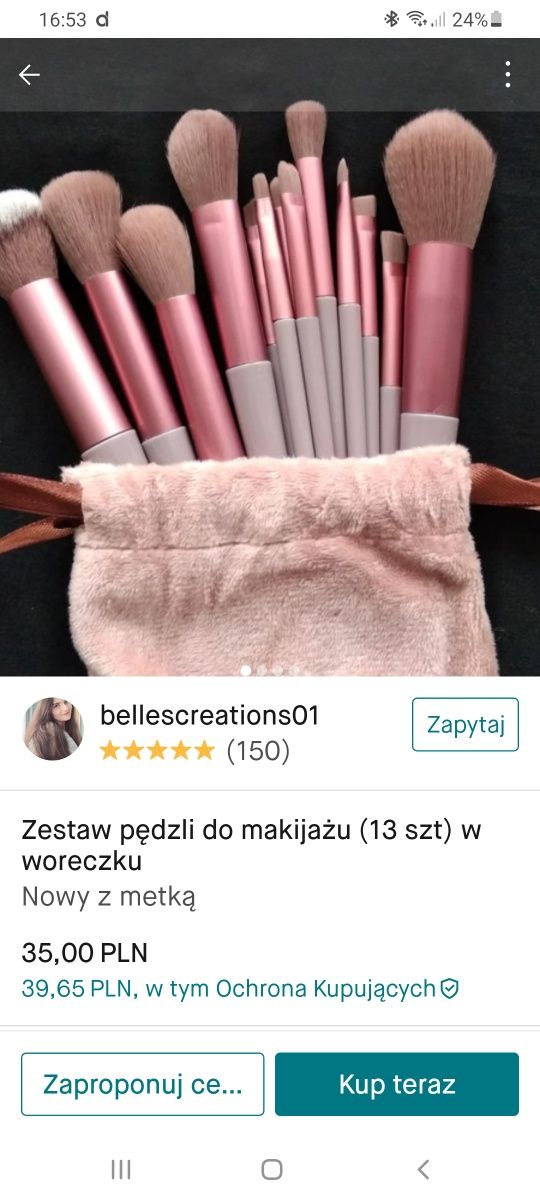 Zestaw nowych  pędzi do makijażu