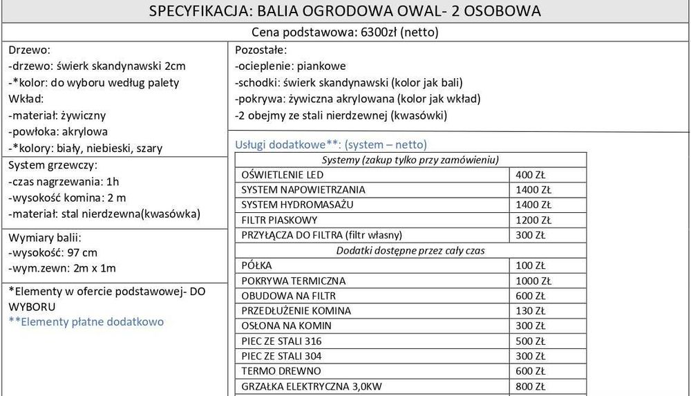 GORĄCA BECZKA OWAL 2 osobowa Balia Ogrodowa Bania HOT TUB