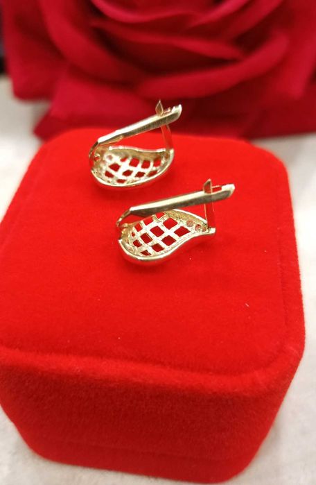 Złote kolczyki p.585/2,80g  ażurowe łezki