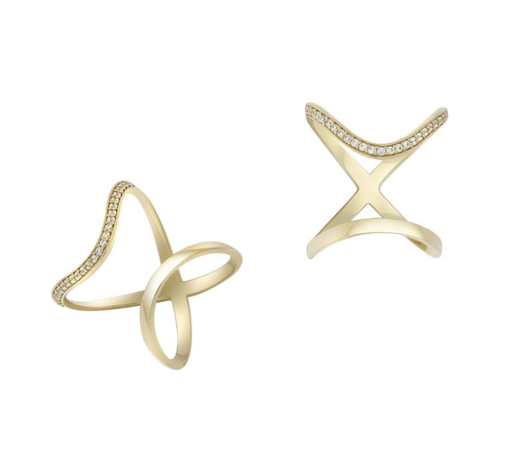 Кольцо золотое на фалангу, с фианитами, Sova Jewels