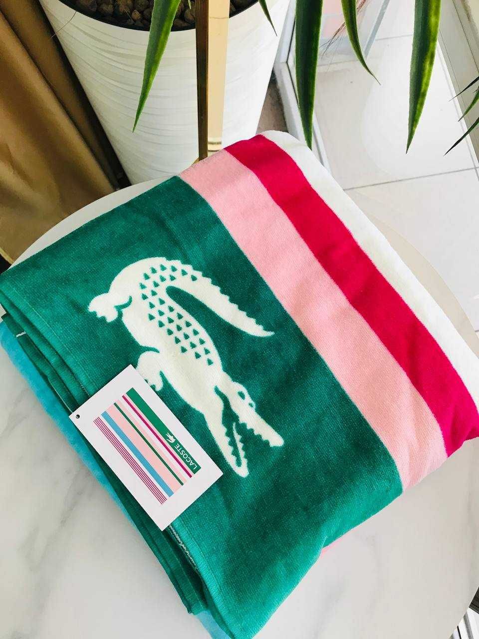 Рушник махровий пляжний великий 91см×182см lacoste ассорт