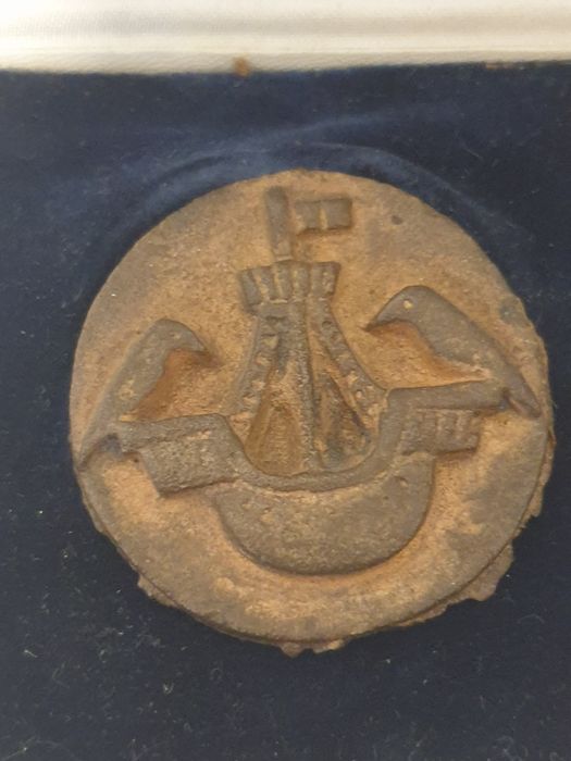 Rara medalha/placa em bronze - nau com corvos - Lisboa São Vicente