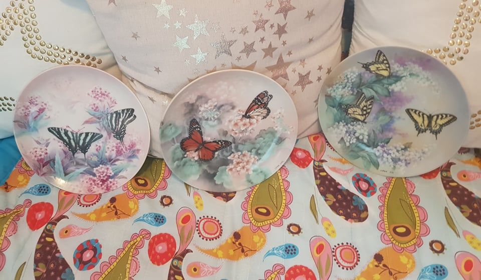 Conjunto 3 pratos Porcelana fina coleção Lena Liu