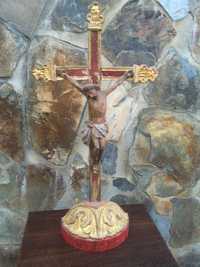 Crucifixo Cristo Madeira Arte Popular séc XIX 70 cm Arte Sácra