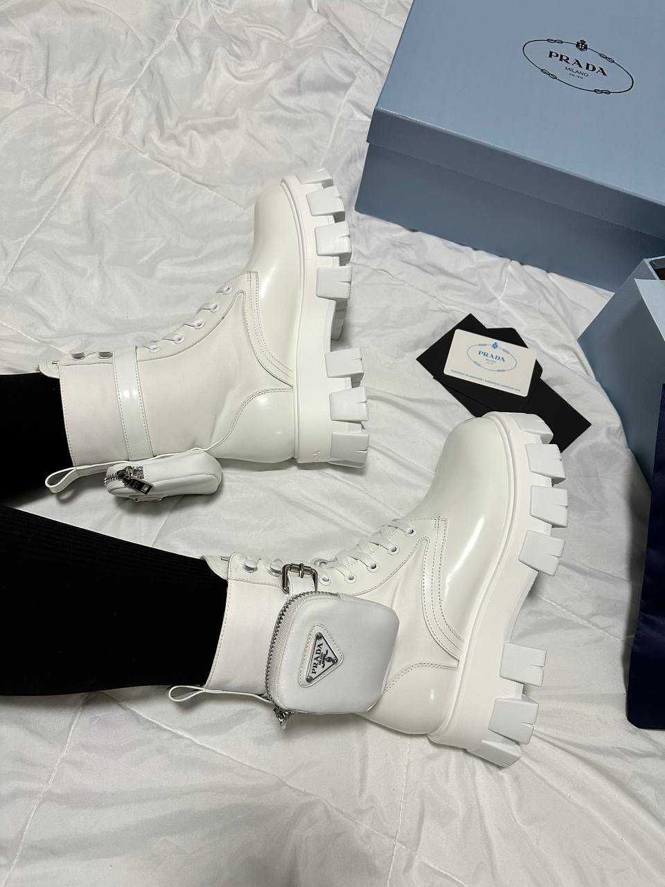 Prada Boots Premium Zip Pocket White 157