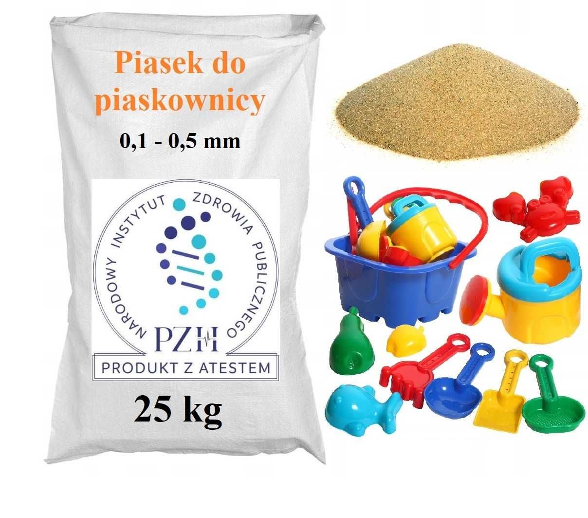 Piasek do piaskownicy z atestem PZH, czysty, płukany, suchy