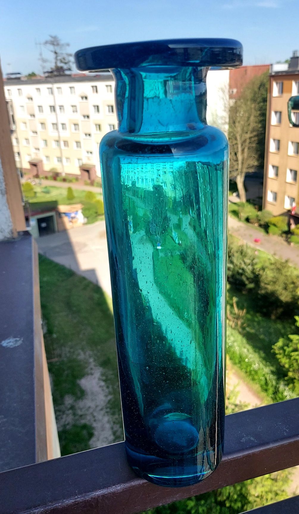 Wazon butla lata 60te Ichendorfer Glassworks antico piękny niebieski k