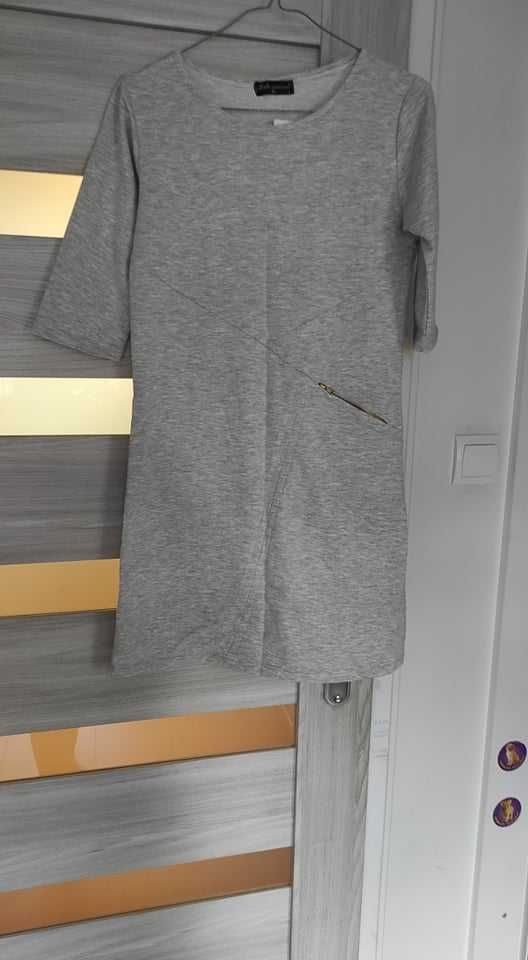 Szara sukienka rękaw 3/4 rozm. M/L