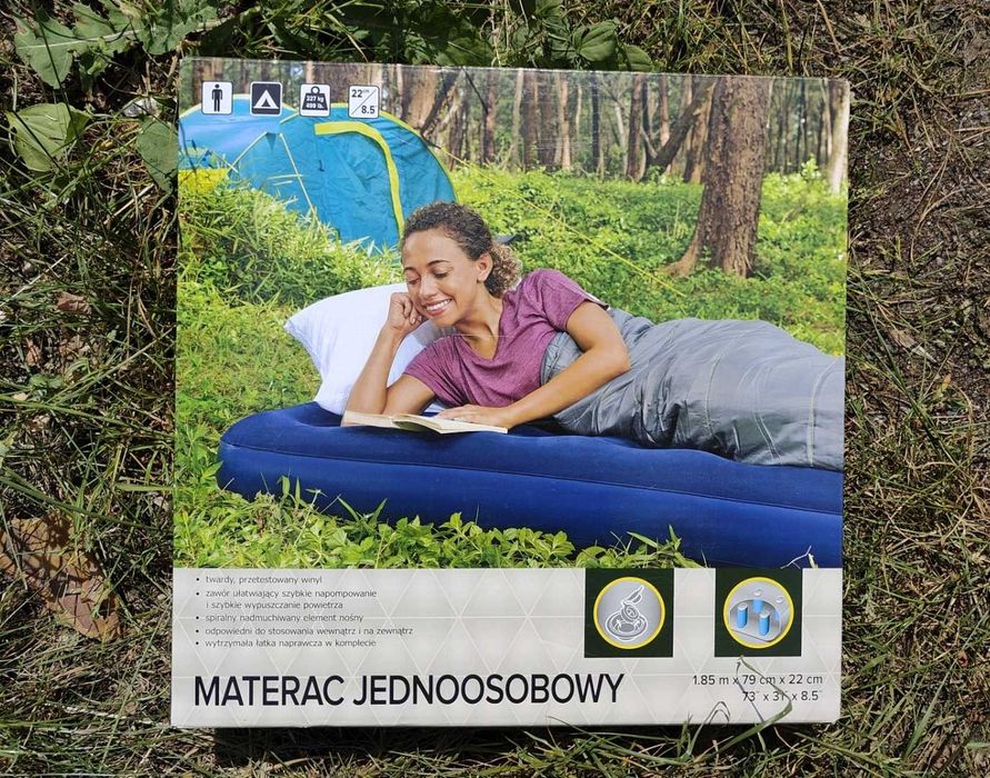 Materac jednoosobowy dmuchany 185x79x22 cm niebieski , fabr.zap.
