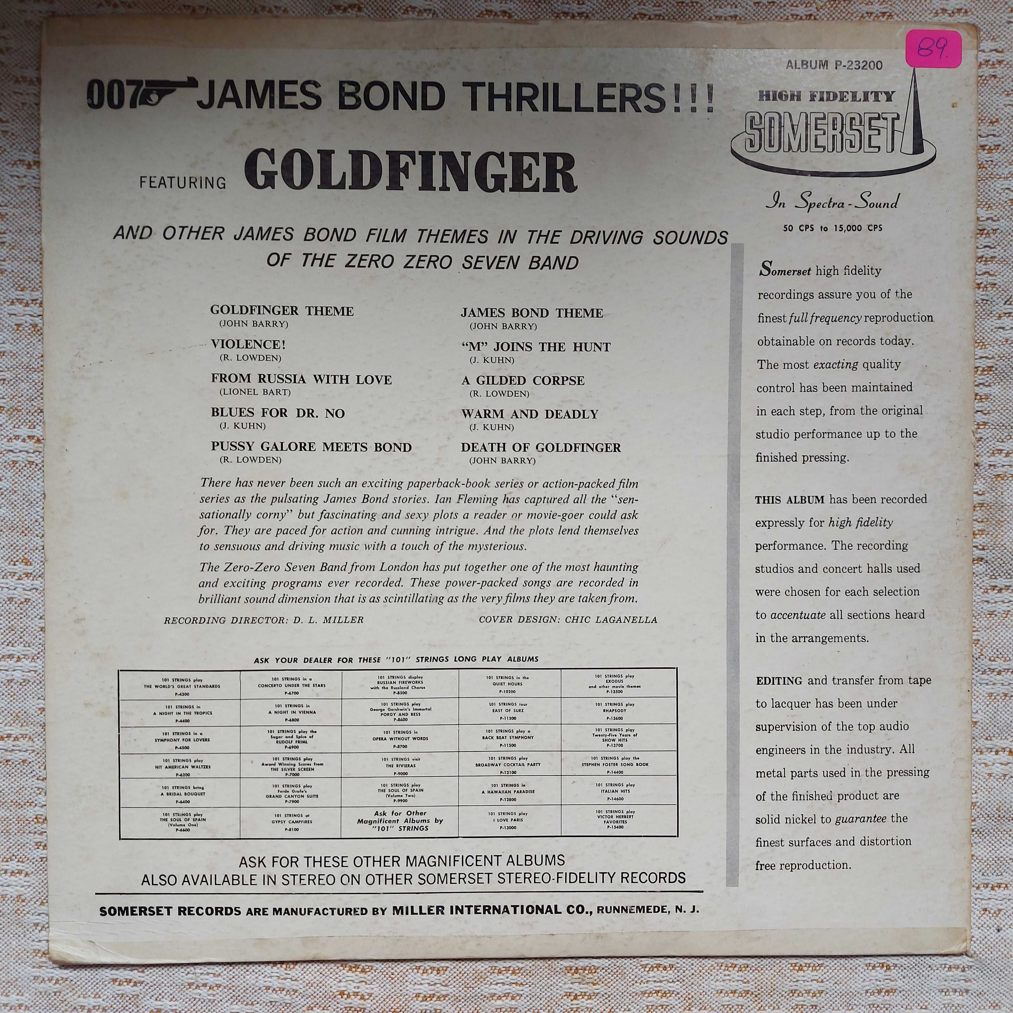 The Zero Zero Seven Band – James Bond Thrillers! Goldfinger (VG+/VG+)