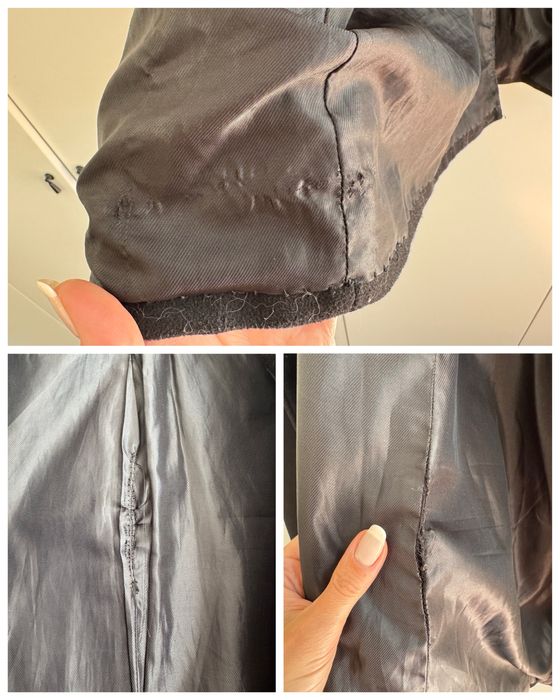 Czarny flauszowy płaszcz jesienno zimowy rozmiar L