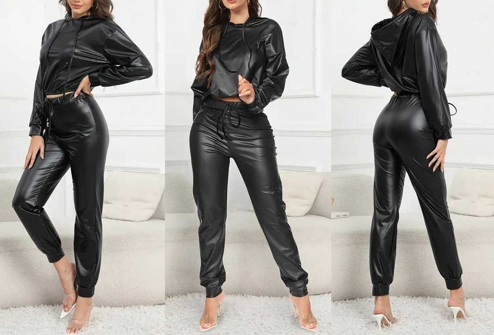 Комбінезон Леді-Кішка Шкіряний Лаковий Комбез кожа лак костюм Госпожа