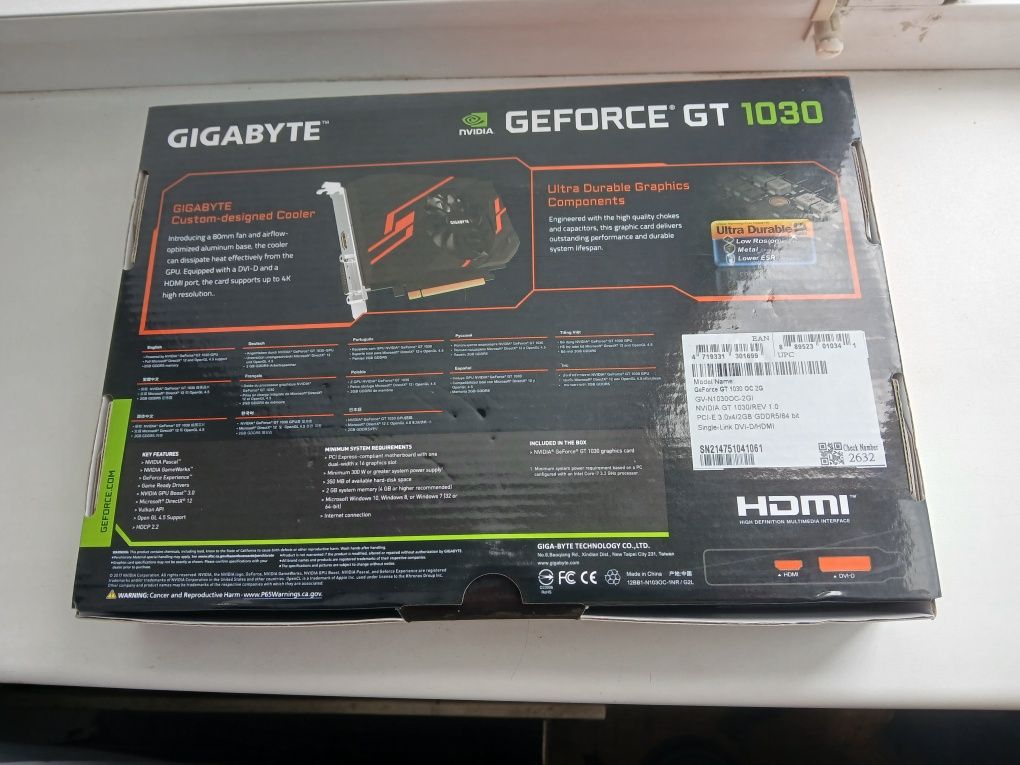 Відеокарта Gigabyte Geforce GT 1030, 2 GB