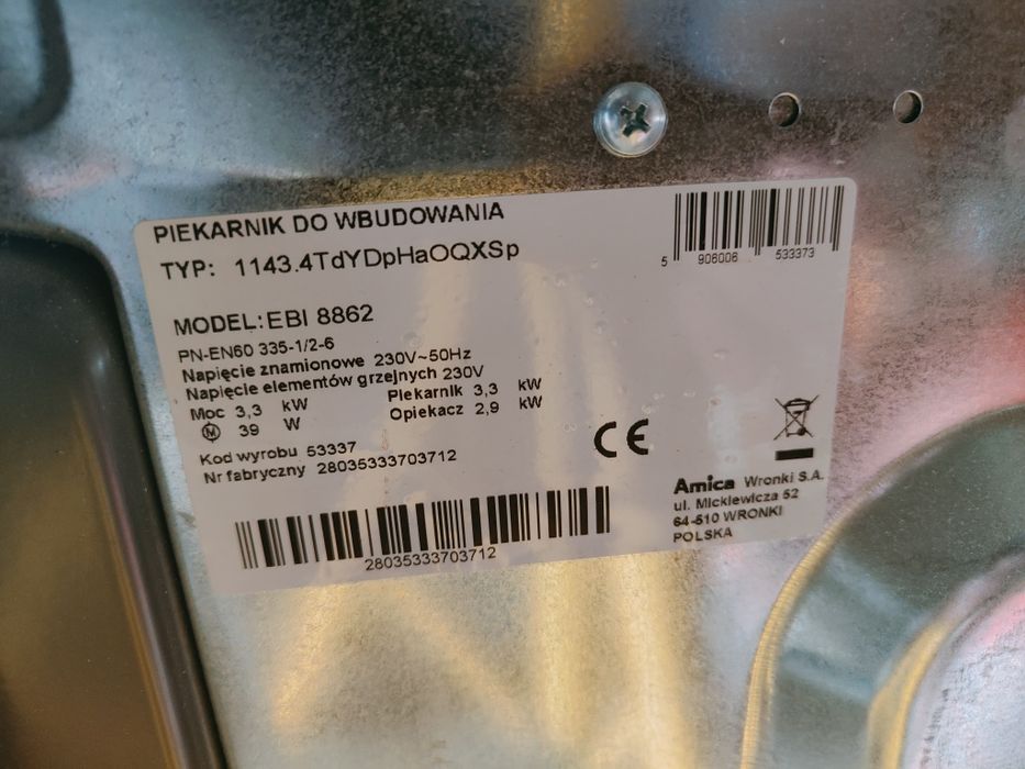 Piekarnik Amica do zabudowy
