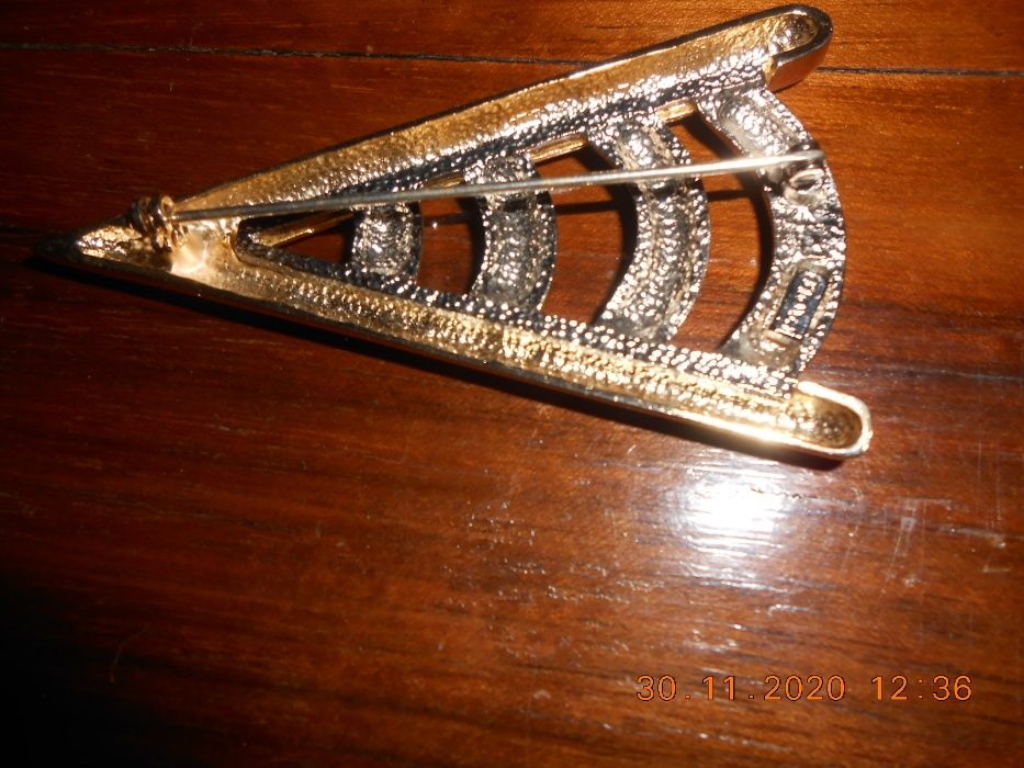 VINTAGE Alfinete de peito dourado e prateado Do designer PAOLO BROOCH