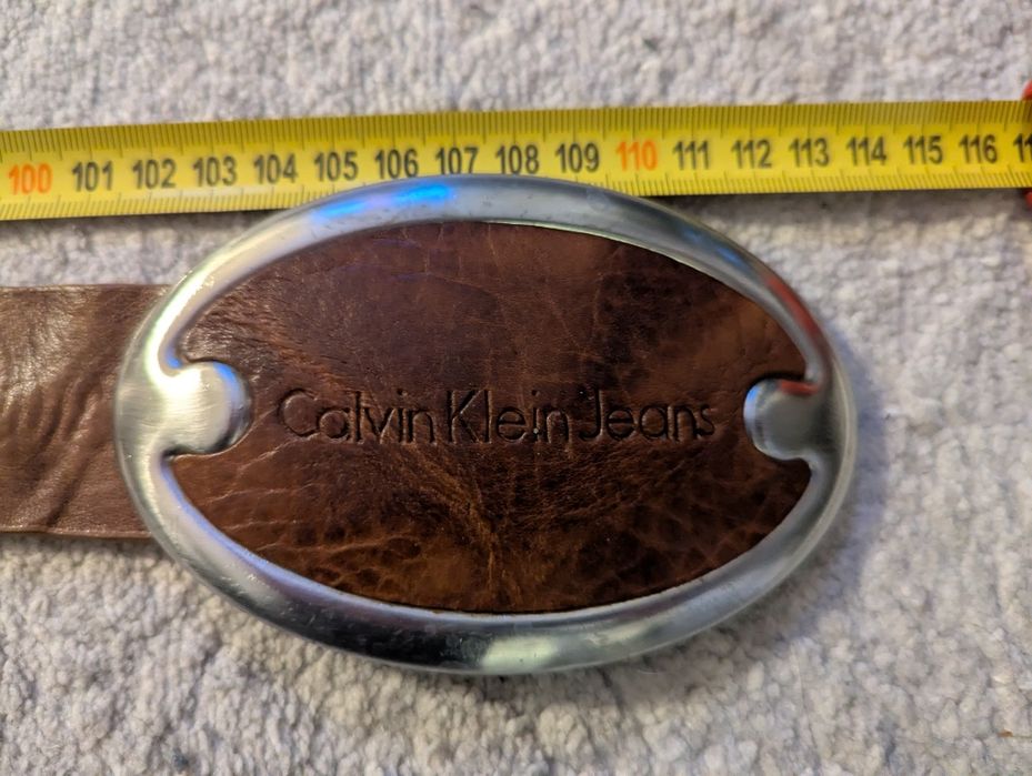 Pasek brązowy skórzany Calvin Klein