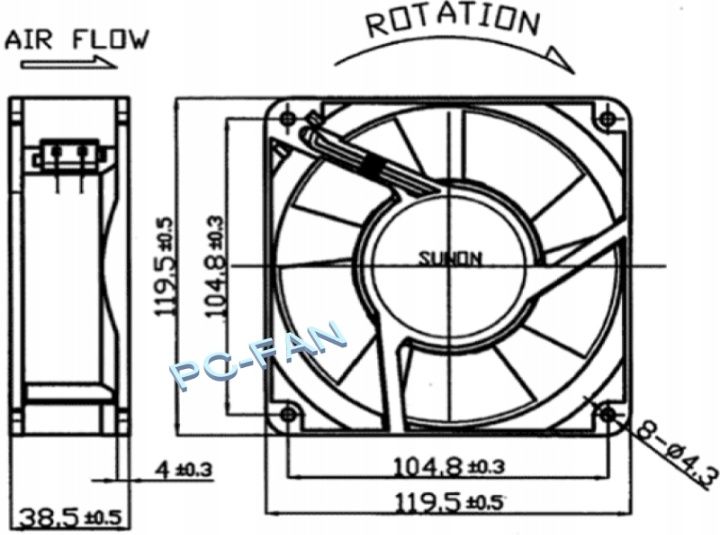 Wentylator DP200A2123XST 230V ac 120x120x38 mm SUNON