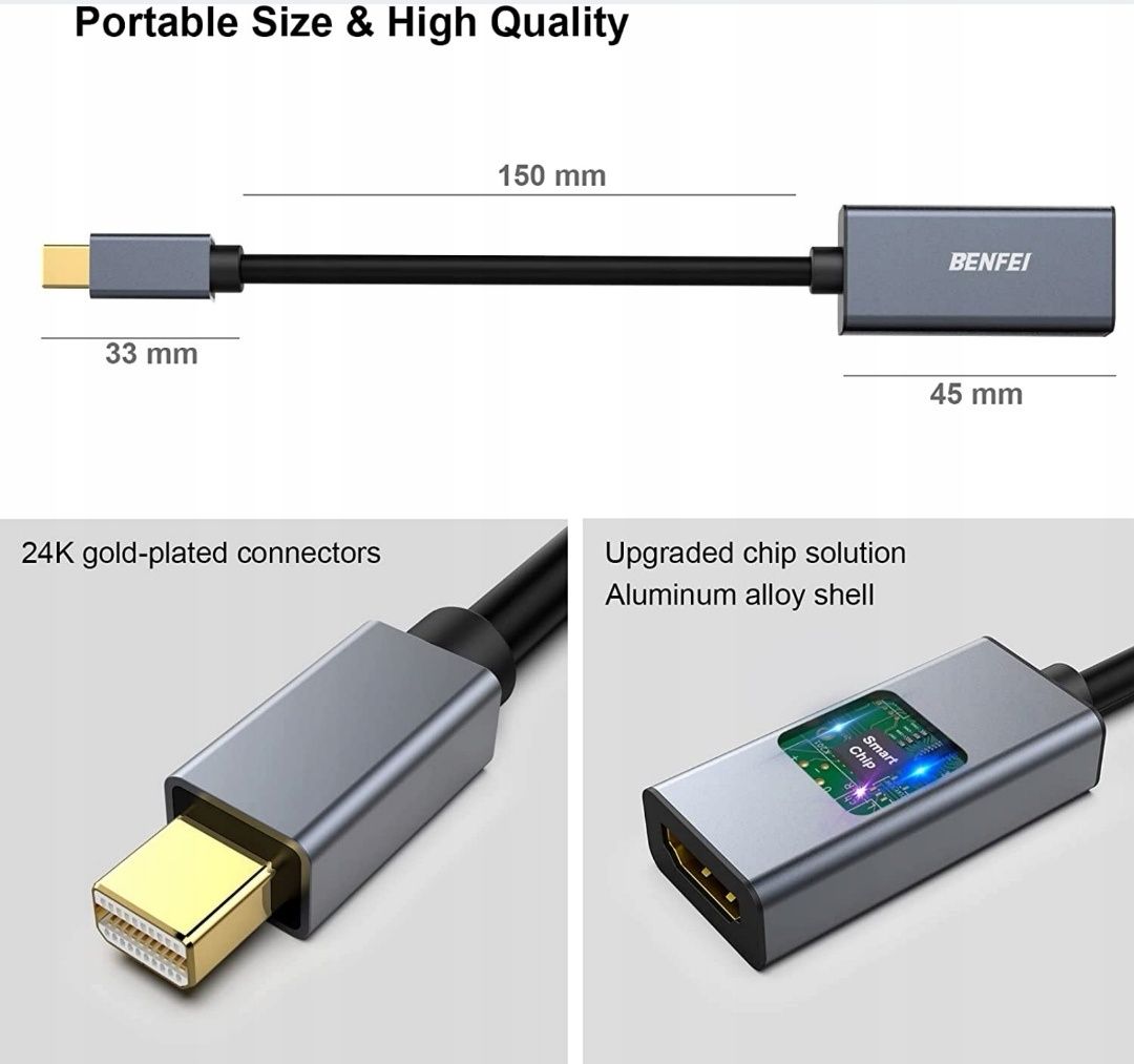 Adapter Mini DisplayPort na HDMI, BENFEI Mini DP
