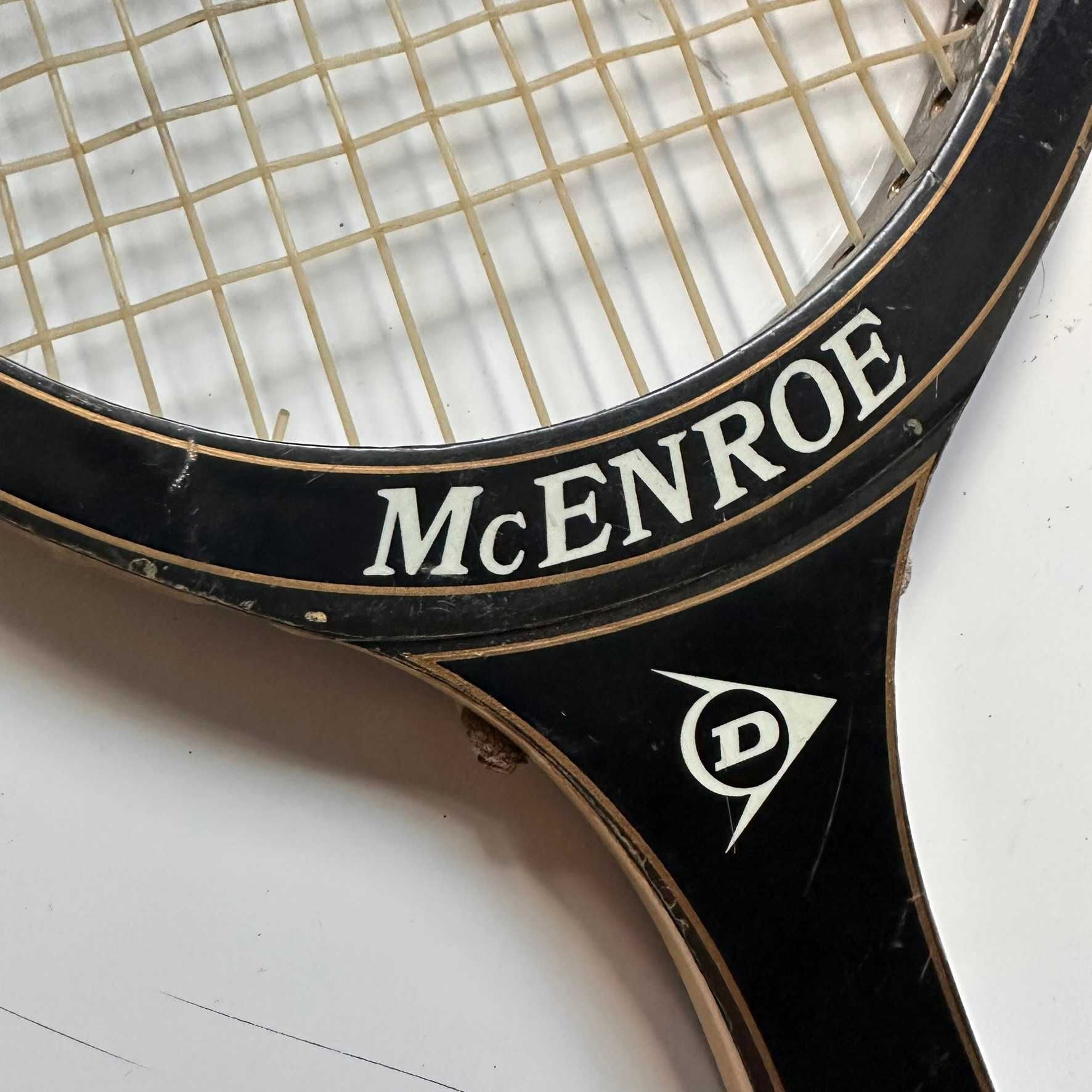 Rakieta tenisowa drewniana antyk Dunlop McEnroe