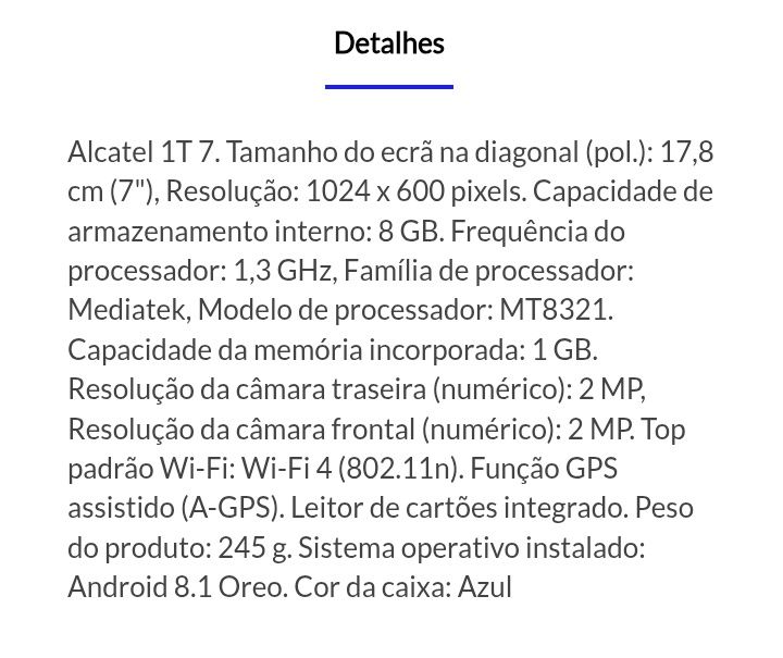 Tablet Alcatel 8068