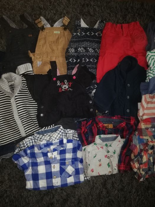 Paczka ubrań dla chłopaka 68-74 spodnie ogrodniczki koszule