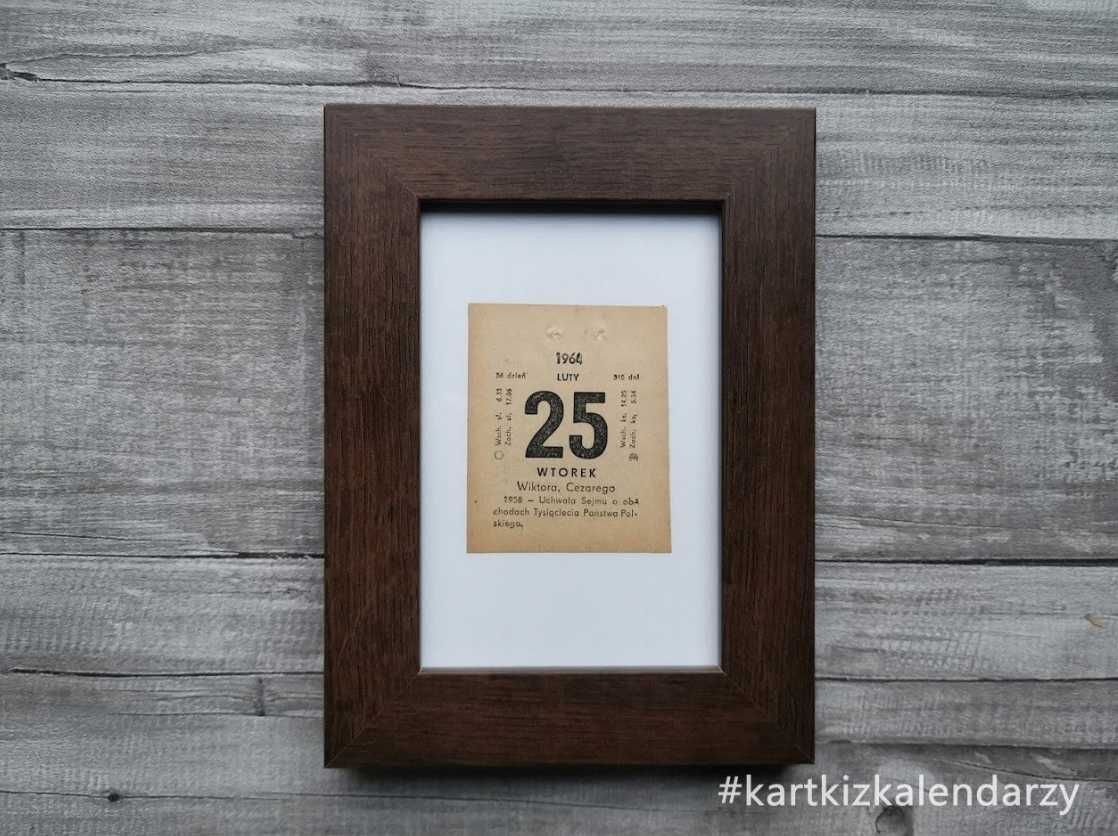 Kartka z kalendarza 1964 - oryginalna