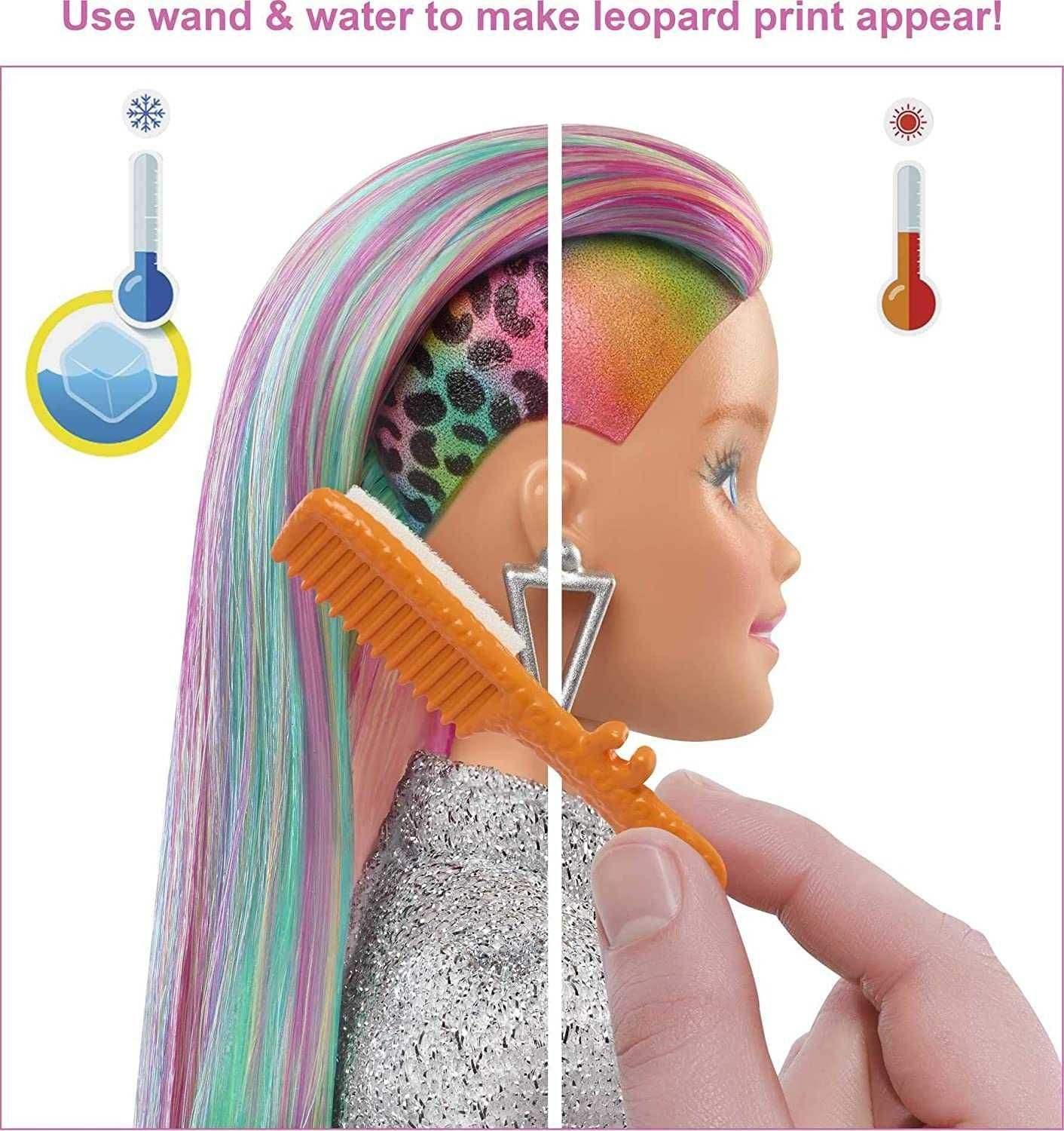 Barbie Leopard Rainbow Hair Барбі веселковий леопард Змінює колір