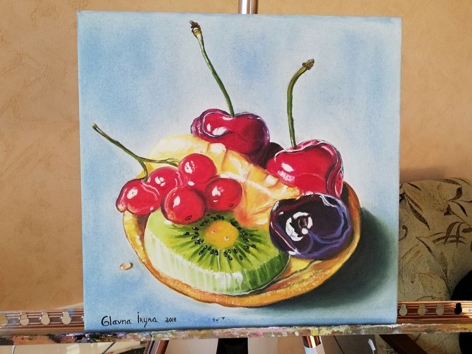 Картина маслом "Тарталетка с фруктами"