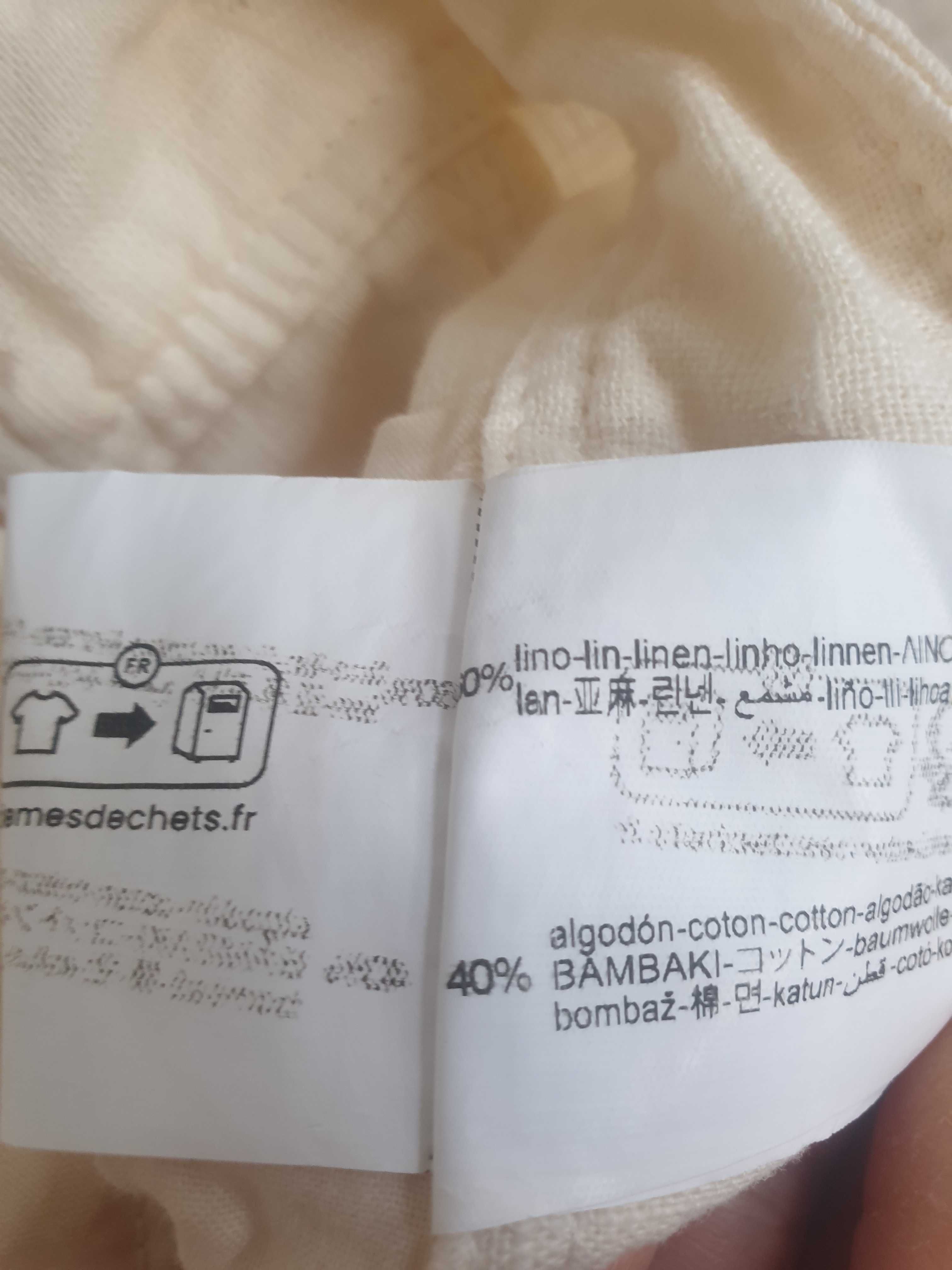 Lniane masełkowe spodnie Zara 44