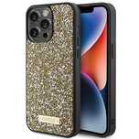 Etui Guess Rhinestone Metal Logo na iPhone 15 Pro - żółte