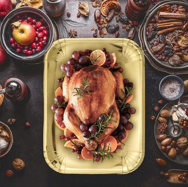 Tacka Cateringowa Cukiernicza Papierowa Złota 30,1X21,3 Cm 5E - 5Szt.