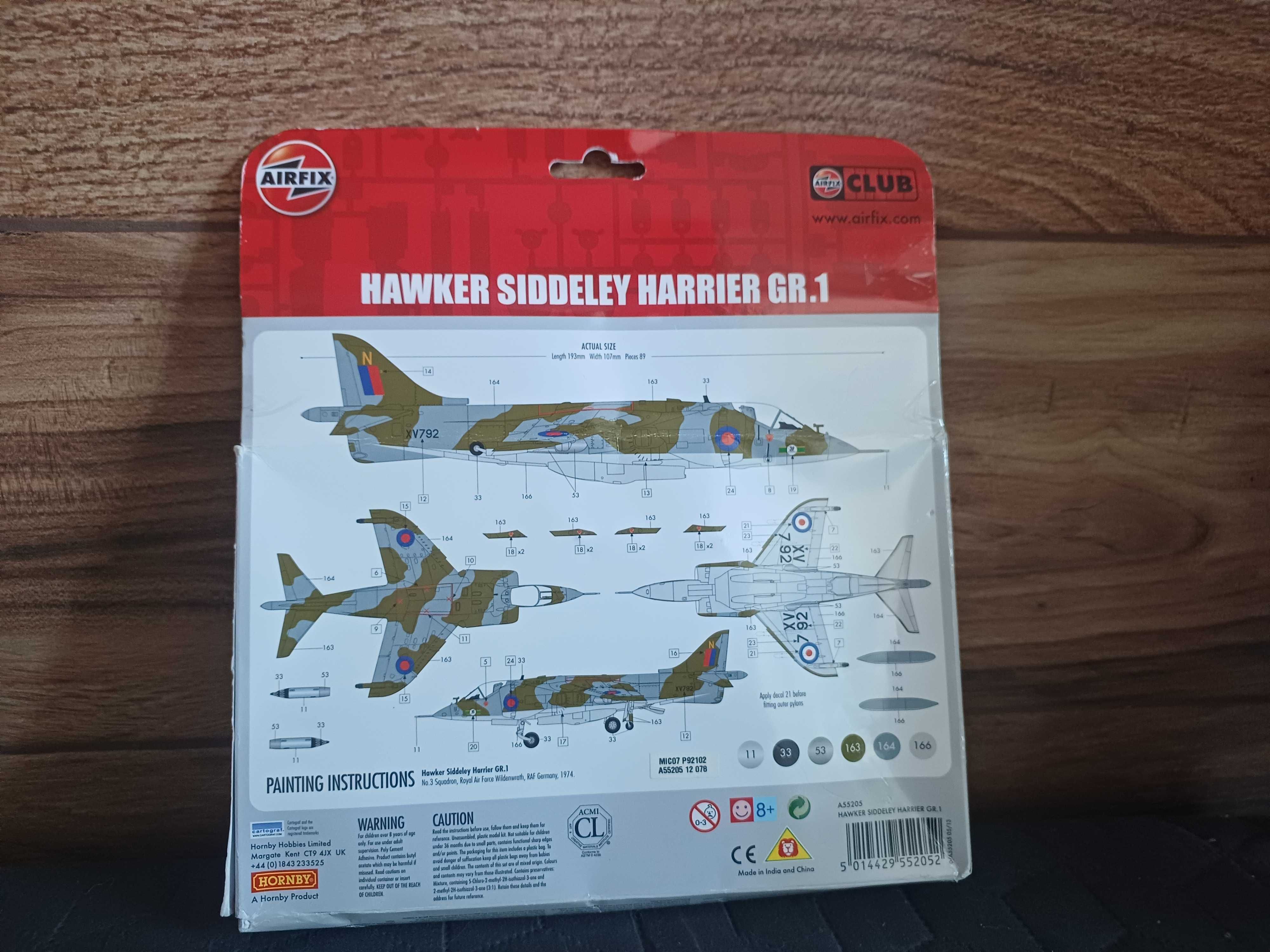 Збірна модель літака Airfix Hawker Siddeley Harrier GR.1 1:72