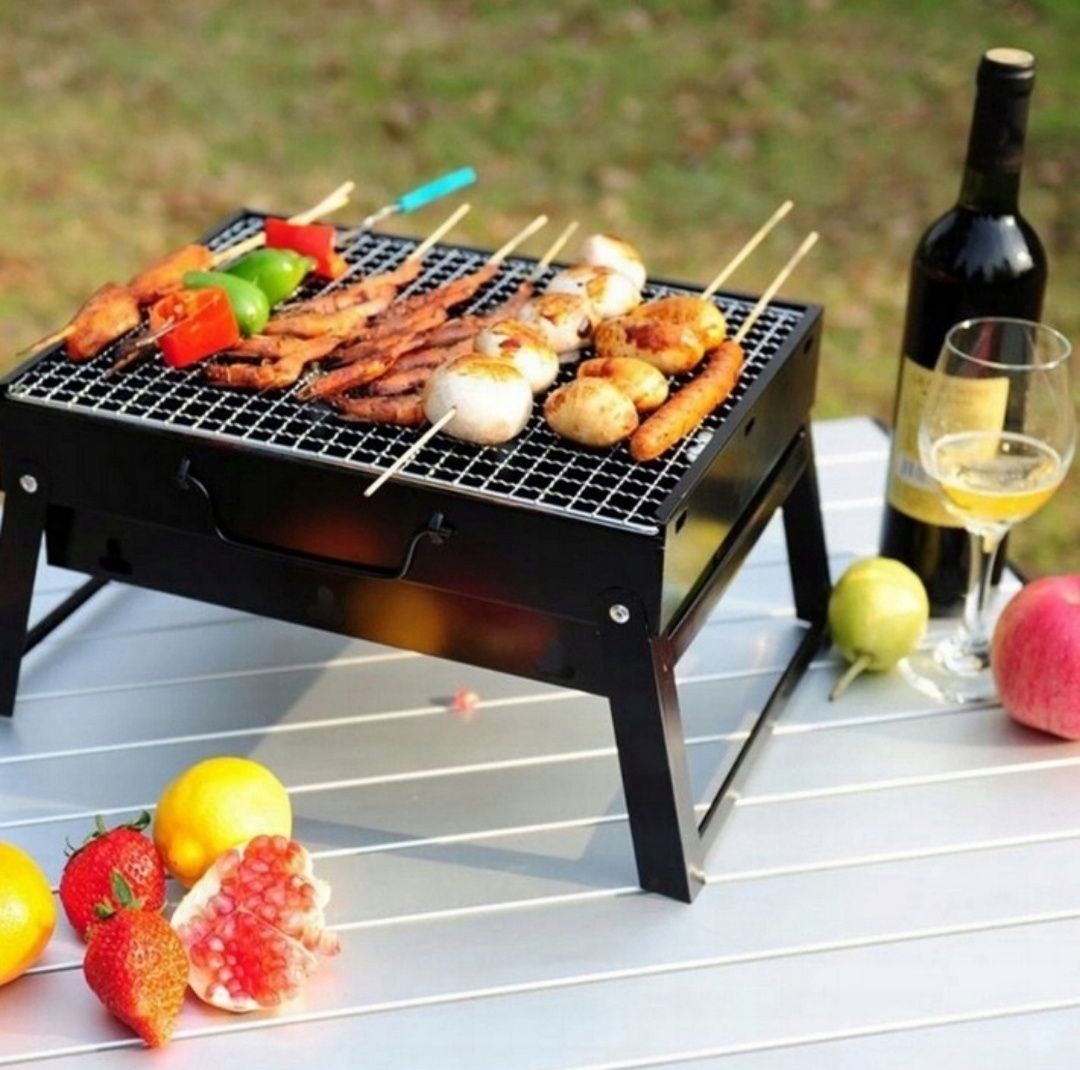 Mini grill węglowy turystyczny ogrodowy przenośny składany walizka