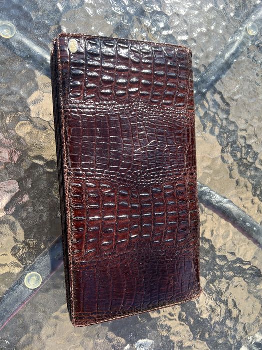 KROKODYL VINTAGE Skora Mala Torebka, kolor ciemno brazowy