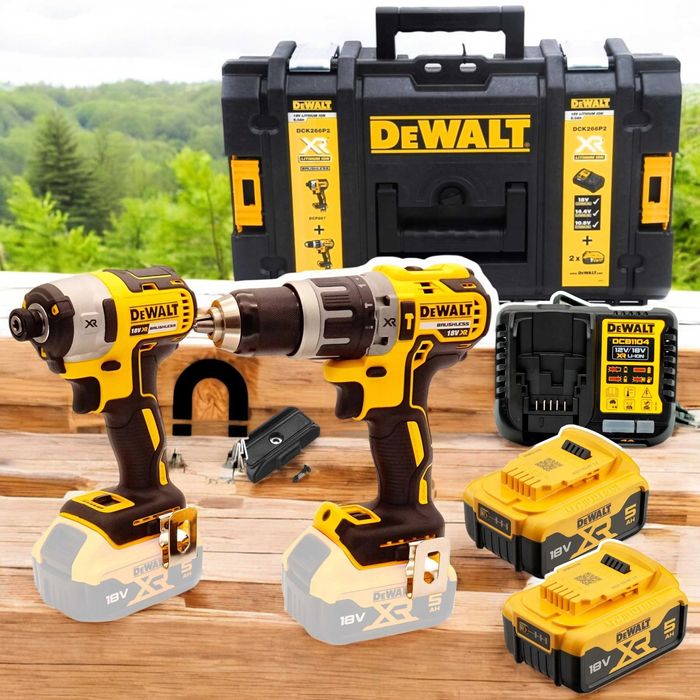 Zestaw COMBO DeWalt  Wiertarka 70 nm Zakrętarka 205 2x5ah mocna waliz